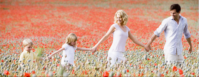 Family in a field